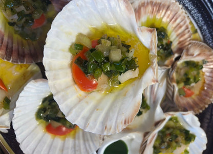 Frozen King Scallop on the half shell with roe
