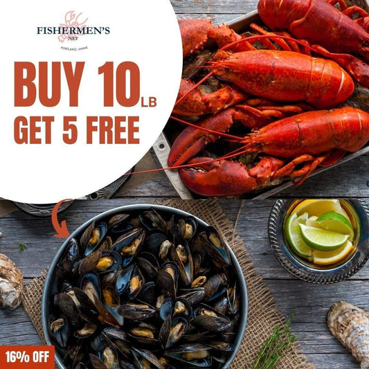 Buy 10 lb Jumbo Lobster | Get 5 lb Mussels FREE